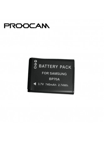 Proocam BP-70A battery for SAMSUNG AQ100, DV150F, ES65, ES67, ES70, camera